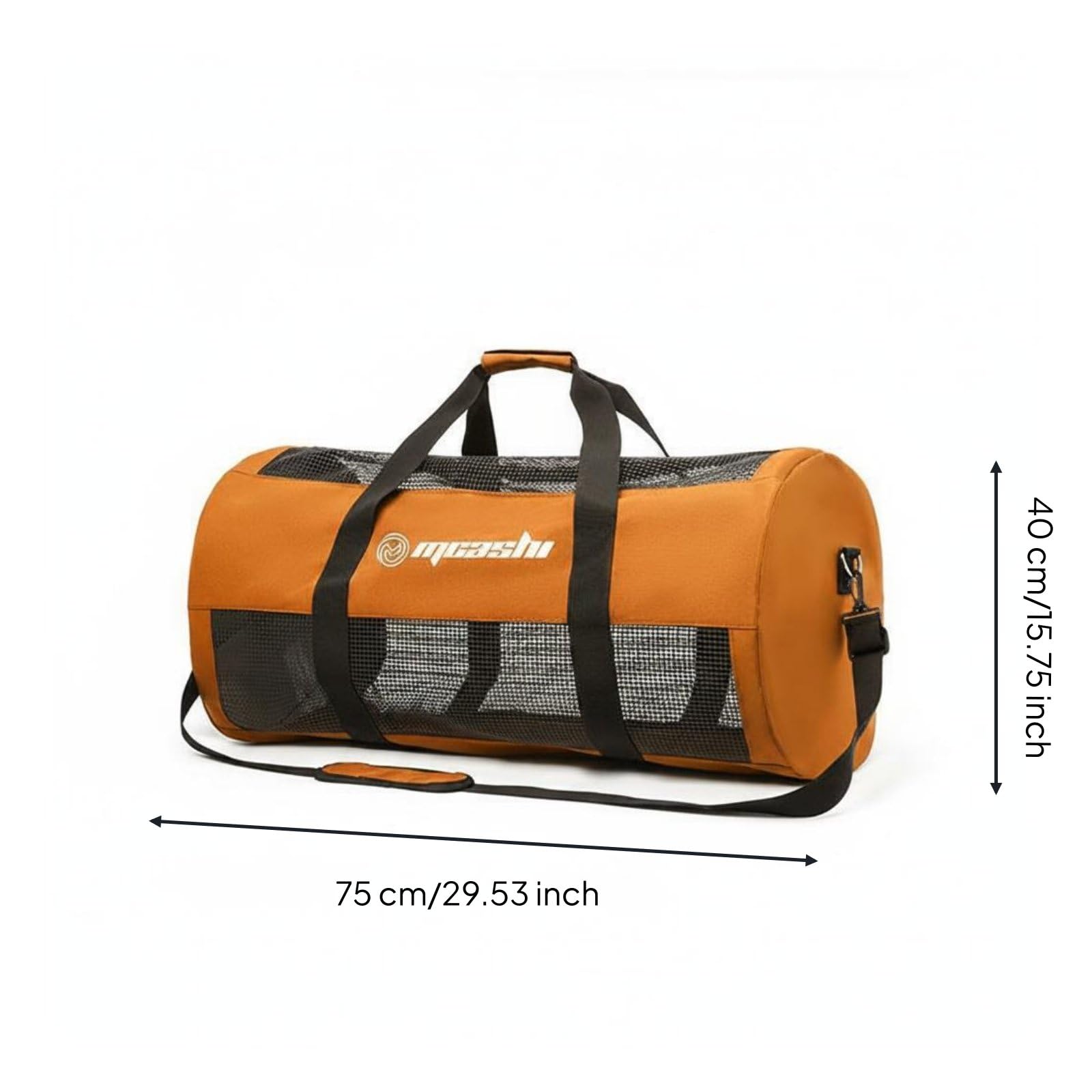 Rete Portaoggetti Subacquea Borsa Attrezzatura Sub Rete Immersione Borsone Subacqueo Sacca Mesh Traspirante Resistente con Spallaccio Imbottito E, Array, Arancione, 60L
