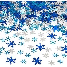 1000 Pieces Blue and Silver Snowflakes Confetti Winter Wedding Christmas Table Confetti Glitter for Winter Christmas Party Supplies
