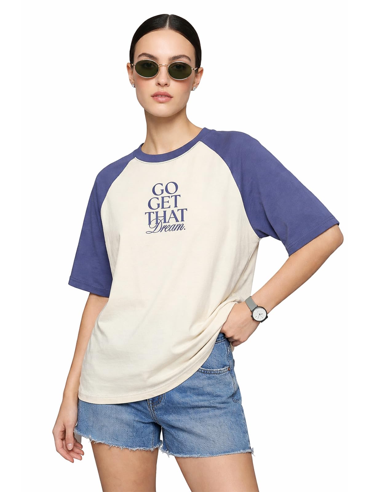 juneberry Women’s Raglan Sleeve Tee, Oversized Casual T-Shirt, Two-Tone Sleeves, Soft Cotton Fabric, Relaxed Fit Streetwear, Trendy Style (Sizes S–2XL)-picture-38