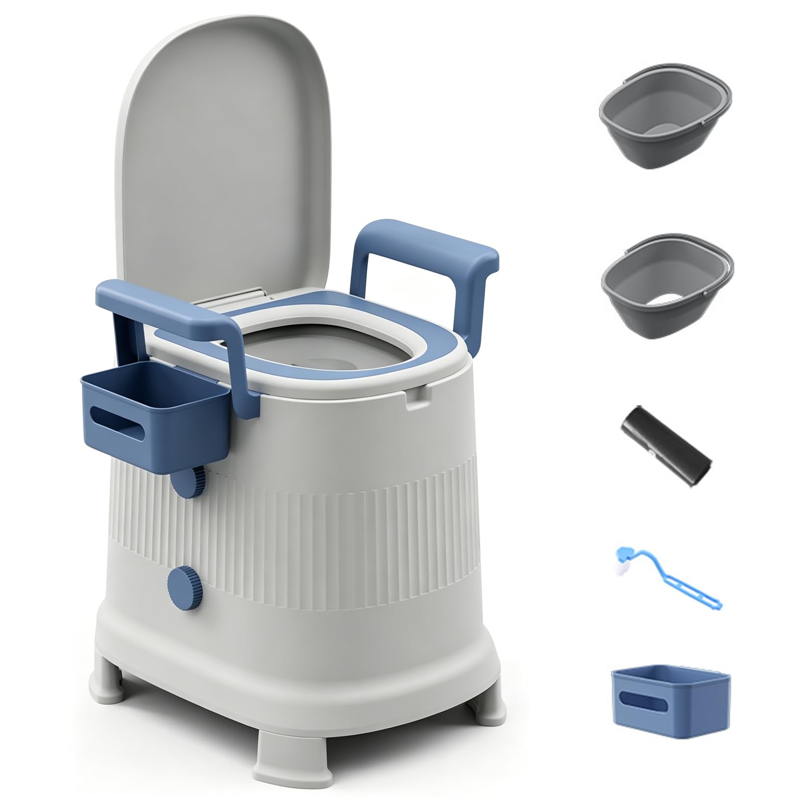 Portable Camping Toilet, Portable Toilet Chair with Backrest and Armrests