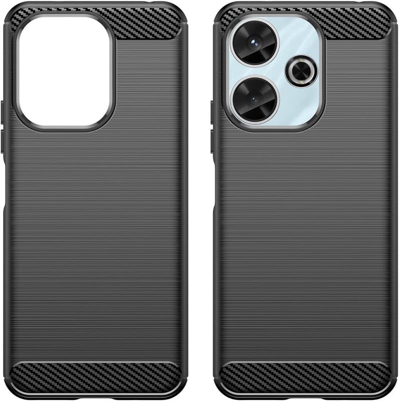 Image of NPRC Hybrid Ultra Slim Protective Case TPU Non-Slip Carbon Fiber Texture Shockproof Case Cover for Poco M6 Plus - Black