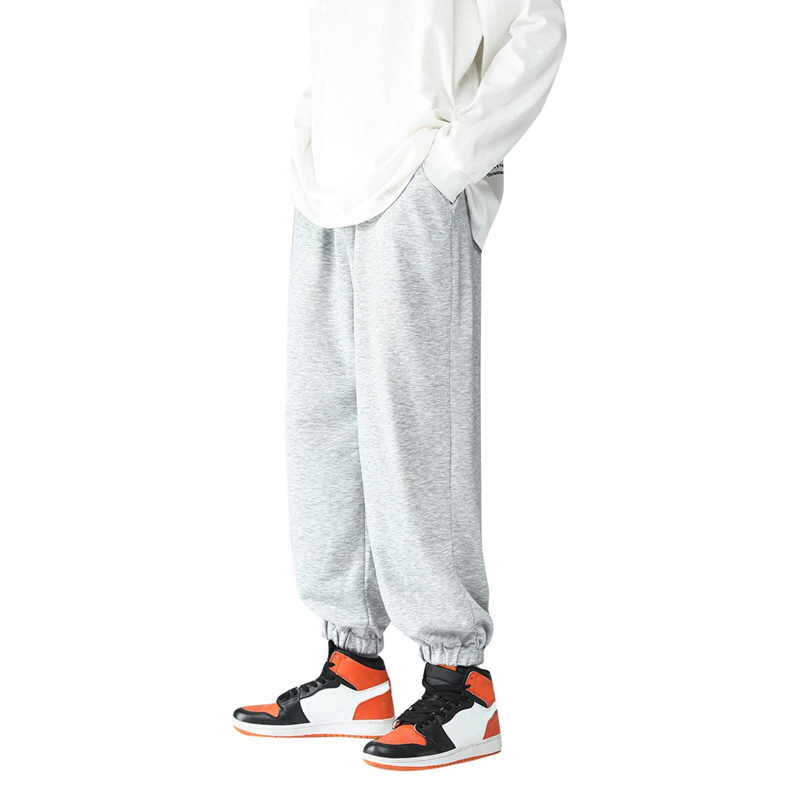 YINGZIMen's Formal Classic Trousers Tailored Fit Casual Business Office Work Home Belted Waist Band Smart Dress Pants Men’s Casual Beach Trousers Elastic Loose Fit Lightweight Linen Summer Pants