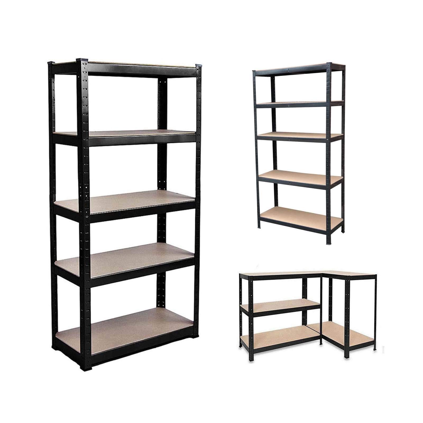 Huini Black Shelving Unit For Garages And Sheds 150X70x30cm Racking Storage Shelves Strong Metal Shelving 5 Tier Boltless Garage Shelving Storage Unit Adjustable Shelf Easy Assembling Total Capacity 875Kg