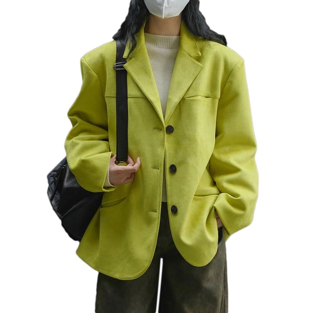Womens Faux Suede Blazer Jacket 2024 Fall Winter Oversized Old Money Coat