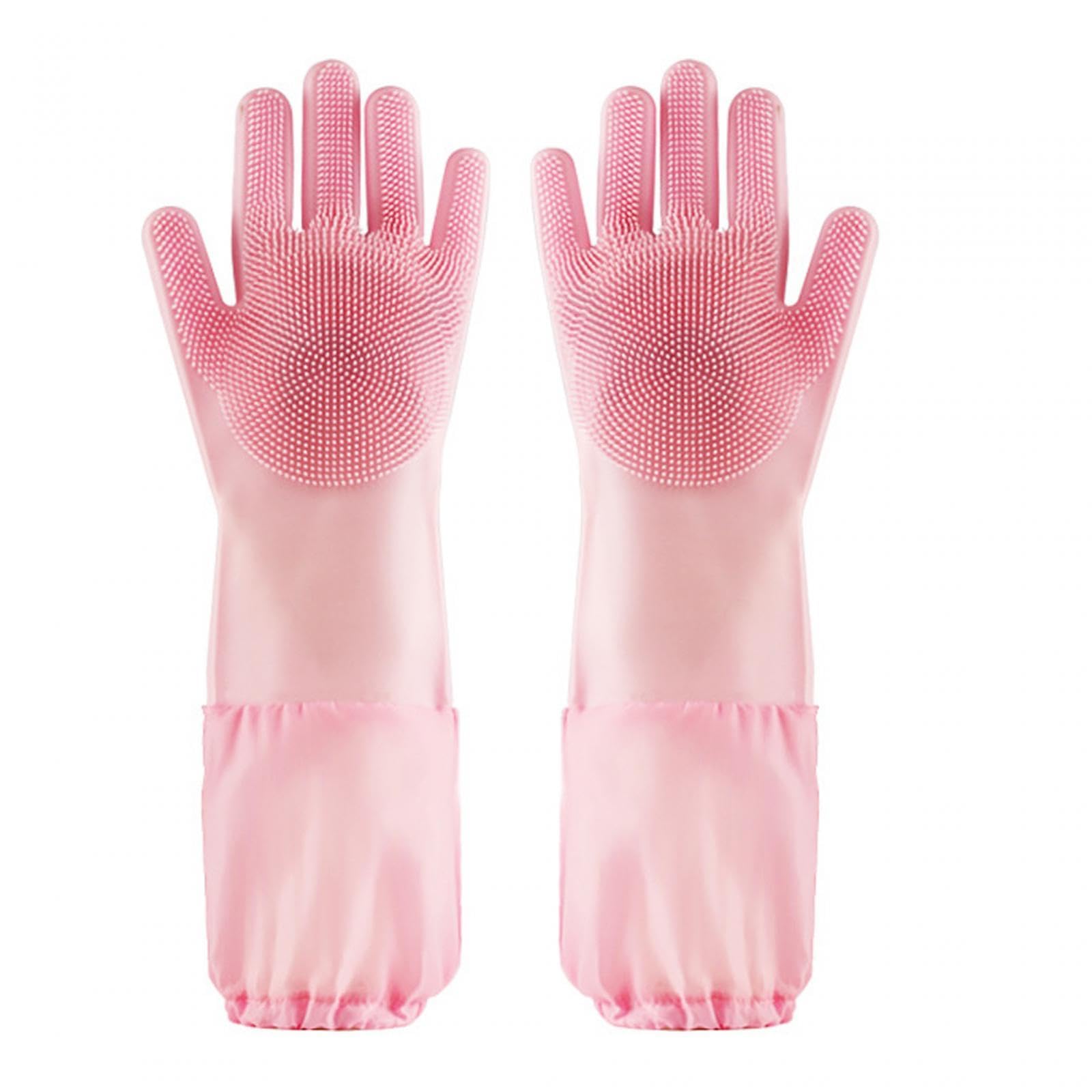 Guantes de la preparación del animal doméstico de silicona para cepillo de perro rosa