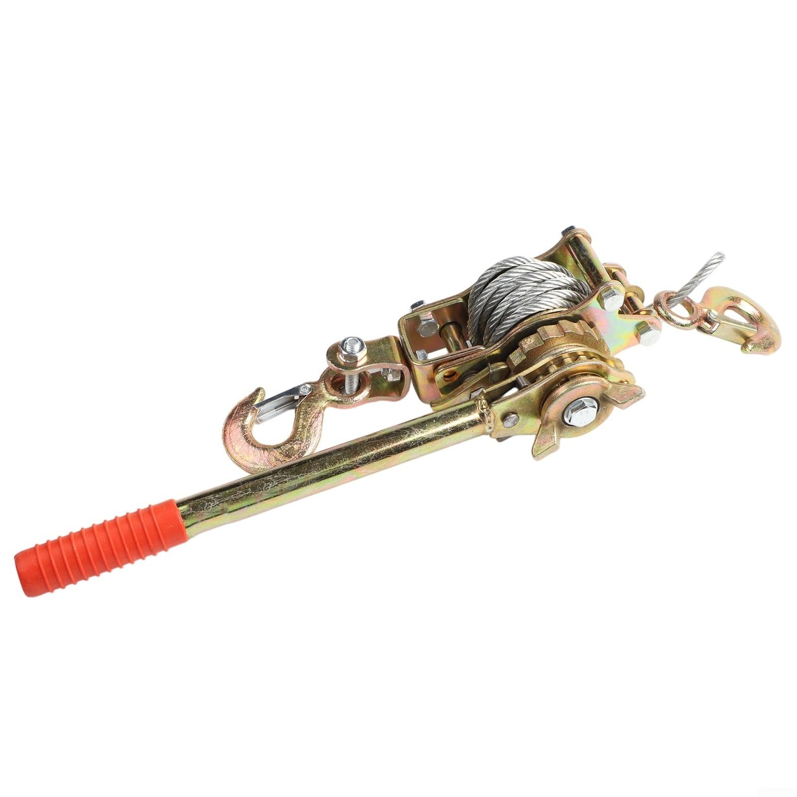 Tensor de trinquete de cuerda de alambre resistente 2T de aleación de acero con ganchos dobles y agarre antideslizante, extractor de cable manual para construcción de línea eléctrica (2T