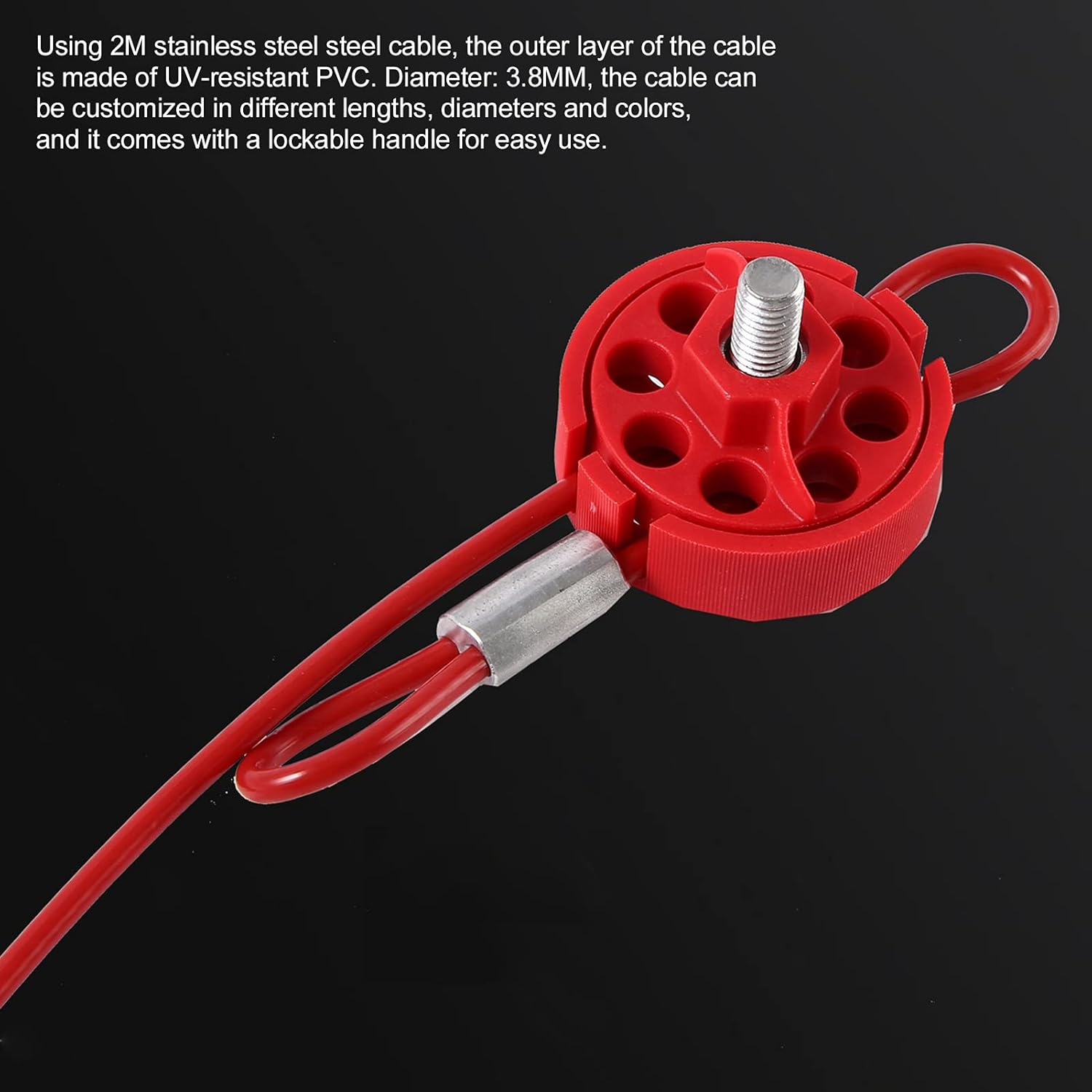 Cable Lock, Multifunction Bike Cable Lock, Adjustable Insulation Cable Bike Lock, Universal Steel Cable Lock, for Valve Red Energy Isolation Security