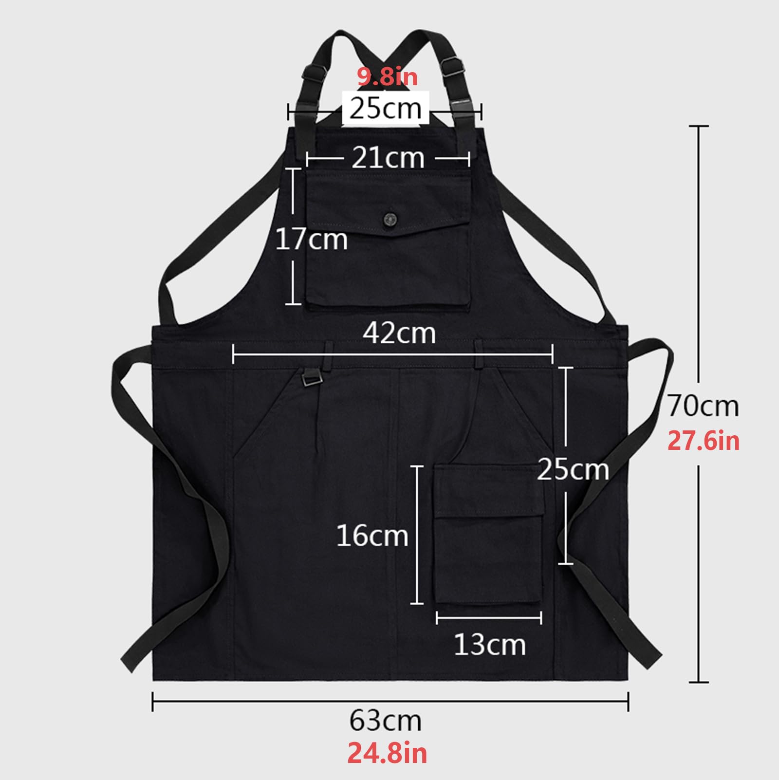 Tablier De Cuisine Réglable Chef Tablier en Coton avec Poches Tabliers De Travail pour Femmes Hommes Green,One Size