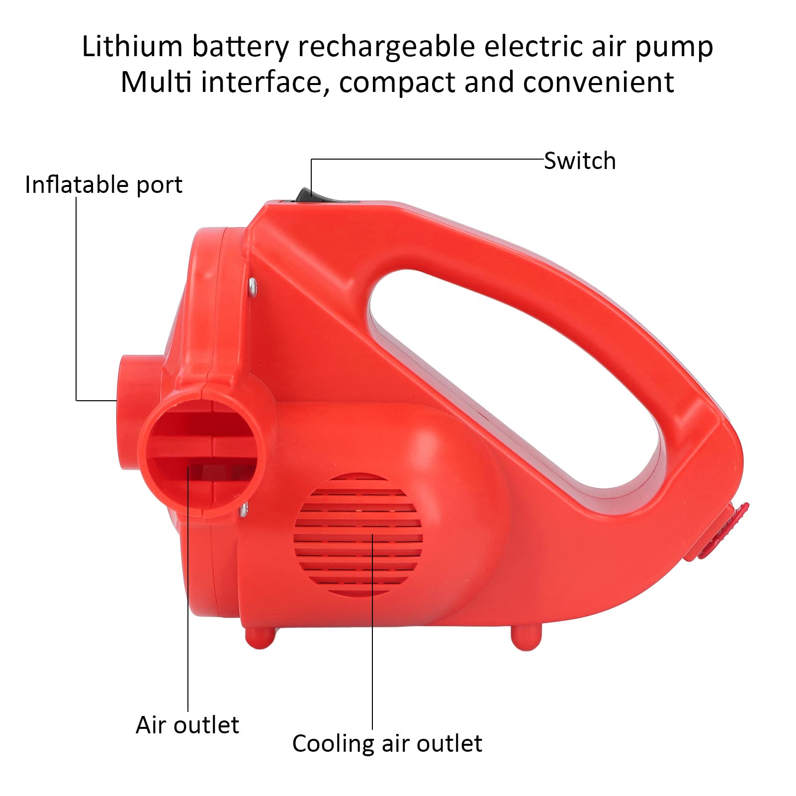Pompe à air pour gonflables, Pompe électrique 4KPA pour Matelas pneumatique, avec Batterie Rechargeable 2000 mAh et 3 Buses de gonflage pour Matelas pneumatique, Bateau, Anneau de Natation