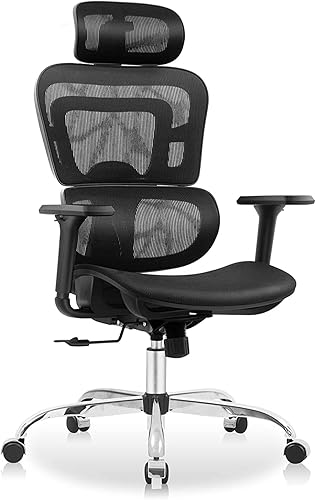 KERDOM - Silla de oficina ergonómica silla de escritorio de malla transpirable silla de computadora de apoyo lumbar con brazos abatibles silla de