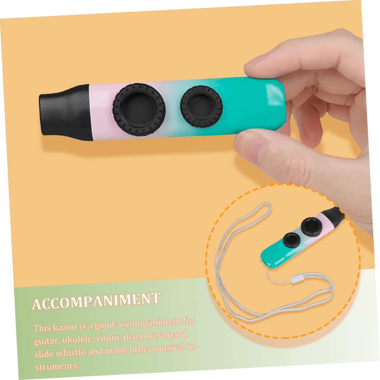 EPIGEIST 1Set Kazoo for Professional Musical Instrument with Accessories Easy to Play Beautiful Gradient Color for Guitar Accompaniment for Beginners and Parties