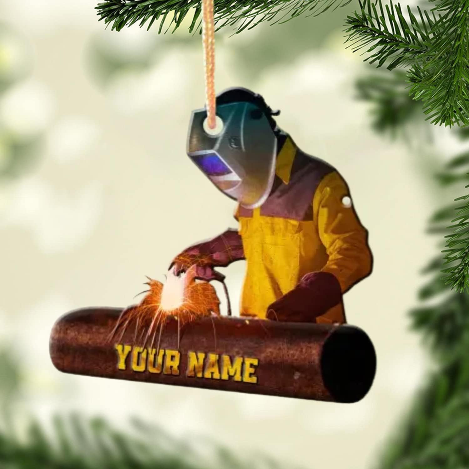 Amazon.com: MoonArt Personalized Christmas Welder Ornament with Name ...
