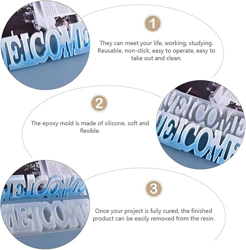 Miniatura 5 de Letrero de bienvenida, moldes de resina epoxi, letras de bienvenida, moldes de palabras de silicona, fpr para el hogar, arte de pared, decoración