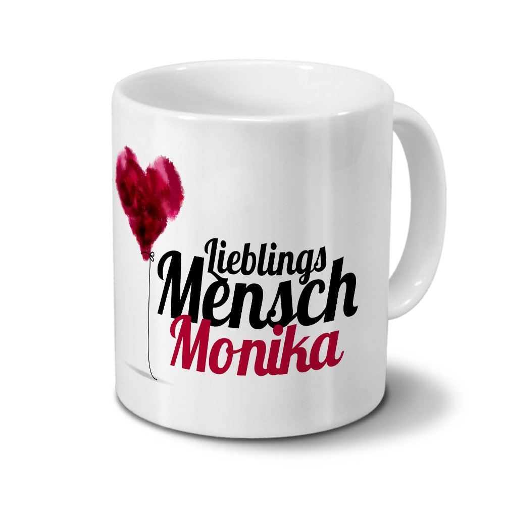 Printplanet Tasse Mit Namen Monika – Motiv „Lieblingsmensch“, Rot, 325 Ml, Spülmaschinenfest