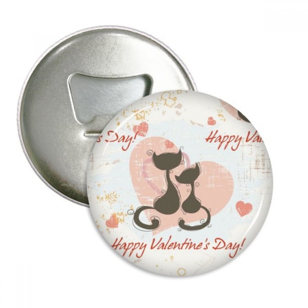 Ouvre-bouteille aimant chat noir badge Saint-Valentin décapsuleur réfrigérateur rond 3pcs