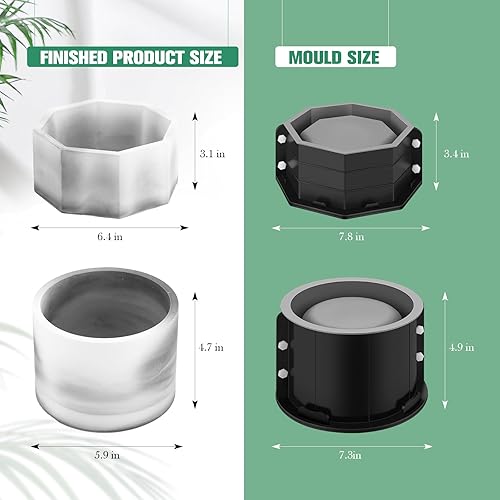 Miniatura 2 de Paquete de 2 moldes de silicona para macetas de concreto, molde grande para hormigón, moldes de silicona para macetas de silicona para macetas para