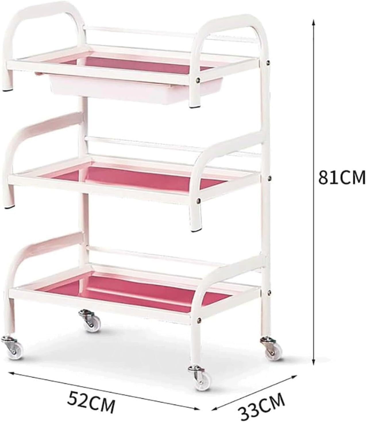 Carrello da salone mobile con 3 ripiani, carrello in metallo con ruote per salone di bellezza, carrello multiuso per uso professionale