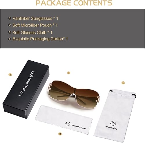 Miniatura 7 de VANLINKER Gafas de sol Y2K envolventes para mujeres y hombres, gafas de sol de gran tamaño a la moda, sin marco, de una sola pieza