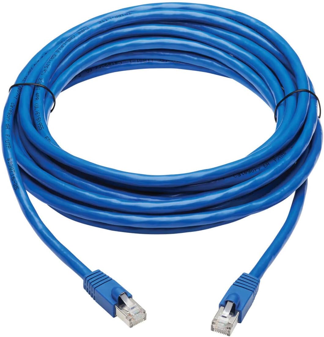 TRIPP LITE Cat6a 10G Ethernet Cable, PoE, CMR-LP, Snagless F/UTP Network Patch Cable (RJ45 M/M), Blue, 20 ft. (N261P-020-BL)