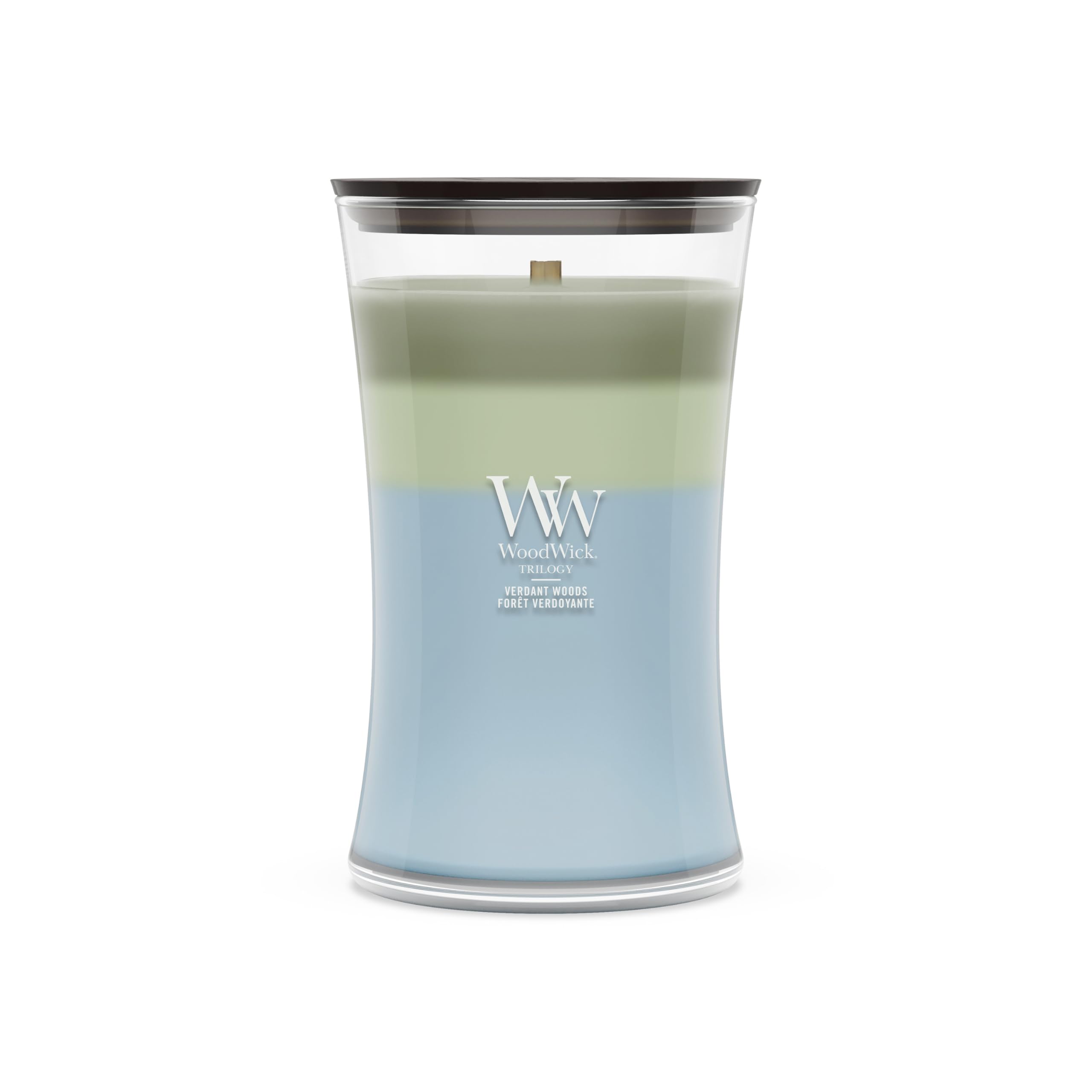 WoodWick Candela profumata | Candela grande a clessidra | Verdant Woods | Regali perfetti per donne