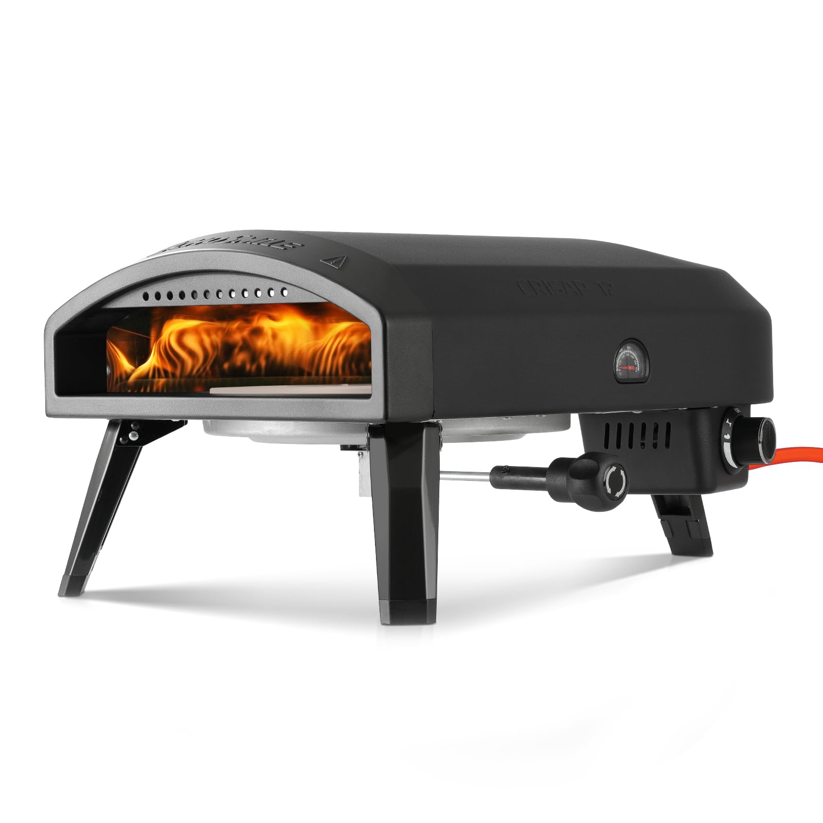 EchoSmile Forno per pizza a gas da 30,5 cm, fornello per pizza a propano raggiunge 510 °C, cottura rapida 60 secondi, include tubo del gas, manopola di controllo della fiamma, manico per calore esteso