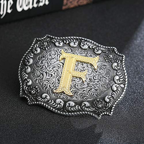 Image of HUABOLA CALYN Belt Buckle Men, Western Cowboy Rodeo Small Alphabet Letter ABCDMRJ to Z Initial Belt Buckles for Women
