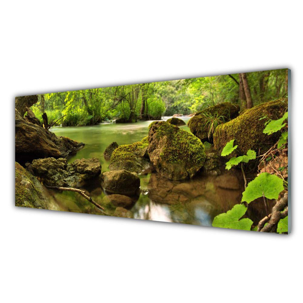Tableau Mural Moderne en Verre Trempé 125x50cm - Évadez-vous avec le Décor Nature Rock Lake