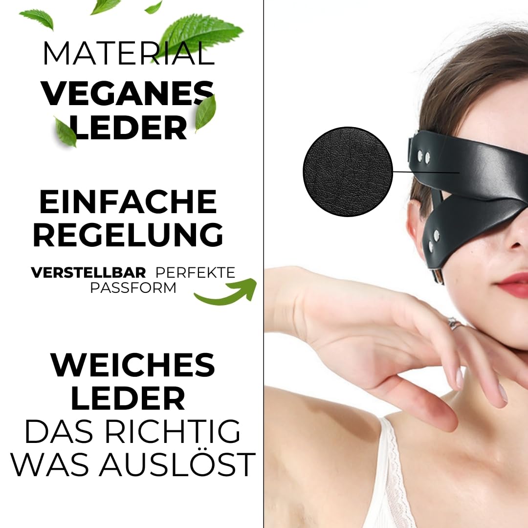 Future of your pleasure Sensual Bendaggio occhi SM nero in PU con design a croce e cinghia regolabile – maschera per gli occhi bondage per coppie e principianti BDSM FOPS B60