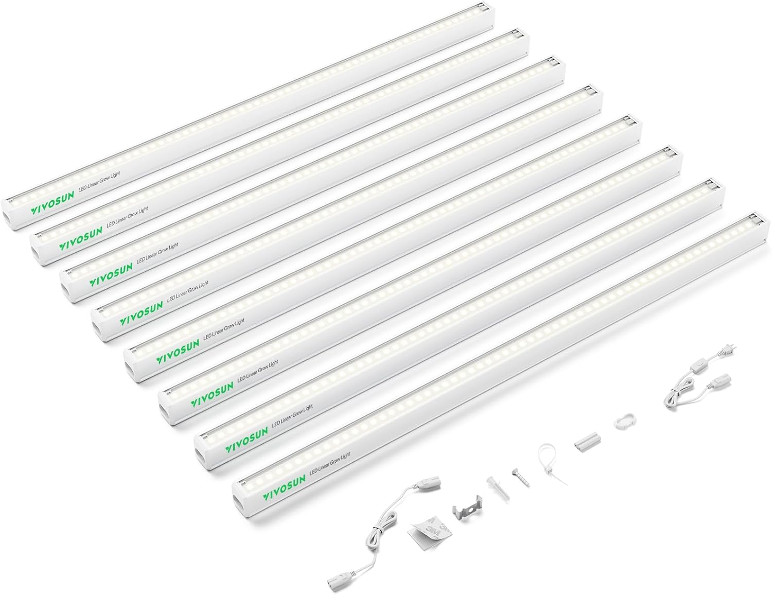 VIVOSUN T5 Linear Grow Lights, 2ft 5000K Full Spectrum LED Grow Light Strip for Indoor Growing, Plant Lights SGS Compatible, 15W/Bar, 8-Pack 2FT-8 Pack