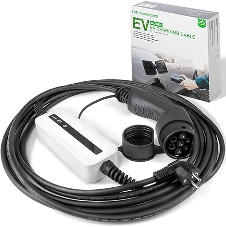 ev Charger 10/16A Type 2 Portable EV Charging Cable EU Standard Switchable Charging Box Schuko 2-Pin IEC 62196-2 Electric Car (Euro Plug) 2.2/3.6 kw, 6 m/20 ft