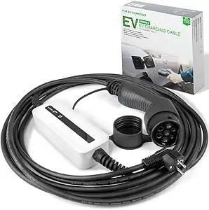 ev Charger 10/16A Type 2 Portable EV Charging Cable EU Standard Switchable Charging Box Schuko 2-Pin IEC 62196-2 Electric Car (Euro Plug) 2.2/3.6 kw, 6 m/20 ft