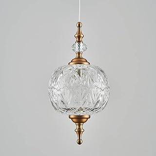 Antique Adjustable Pendant Light Fixtures Delicate Decorative Pattern Gl...