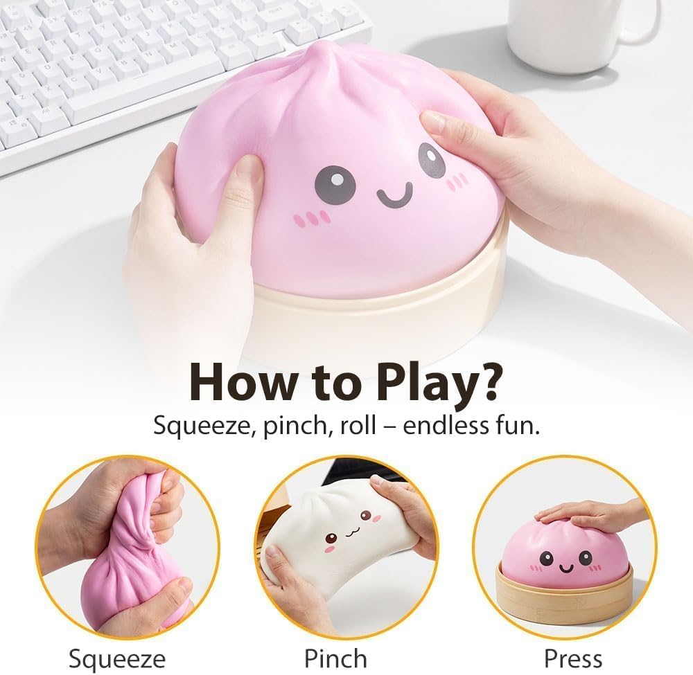 Squishy gigante da 15 cm, con vaporizzatore, palla antistress extra large, per ravioli grandi, morbido impasto per decompressione, sollievo dall'ansia, strumento per adulti