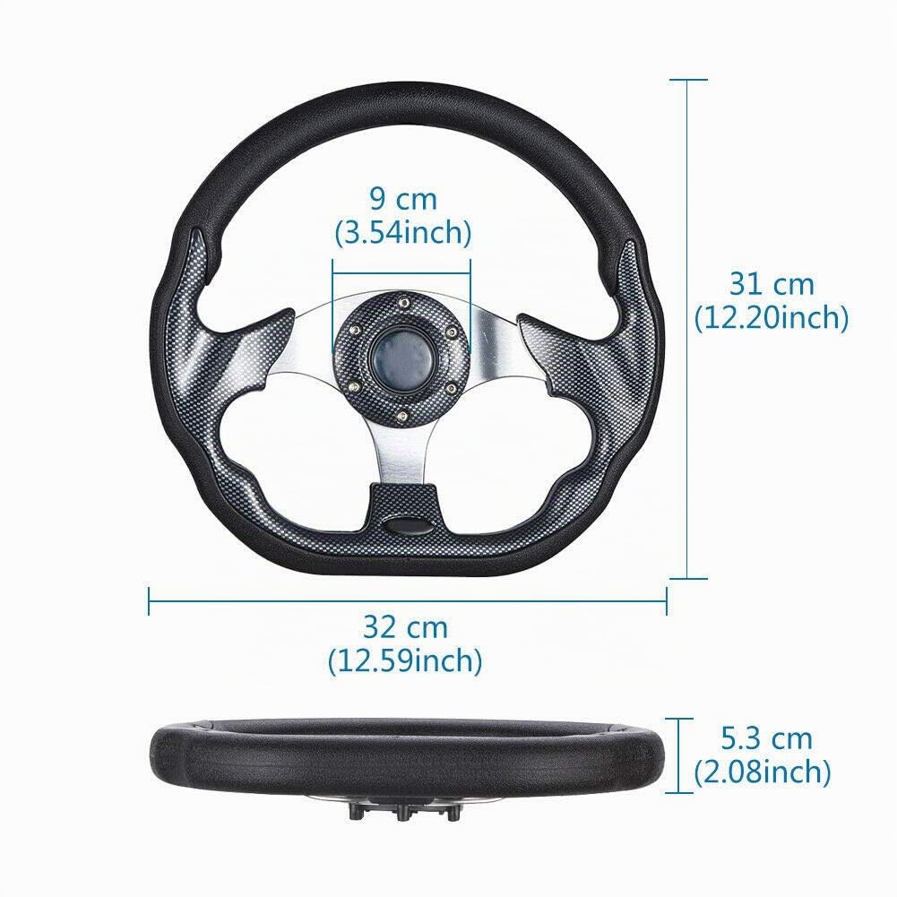 Volante Sportivo da Corsa in Stile Fibra di Carbonio di | per Auto Volante Sportivo da Corsa in Stile Fibra di Carbonio di per Auto da 320 Mm con Telaio in Alluminio e Pulsante Clacso
