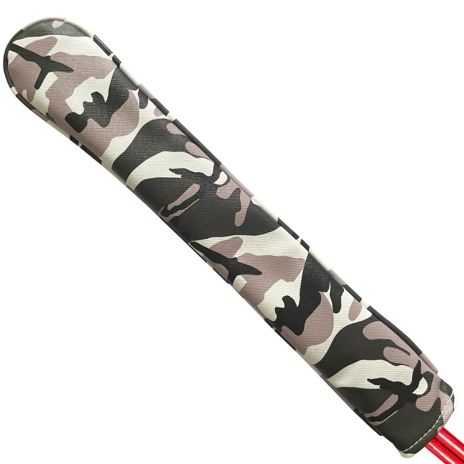 Gbourly Golf Club Alignment Stick Cover Camo Holds at Least 2 Sticks PU Leather Printed Camouflage Protector Case Holder, Brown, Blue and Grey