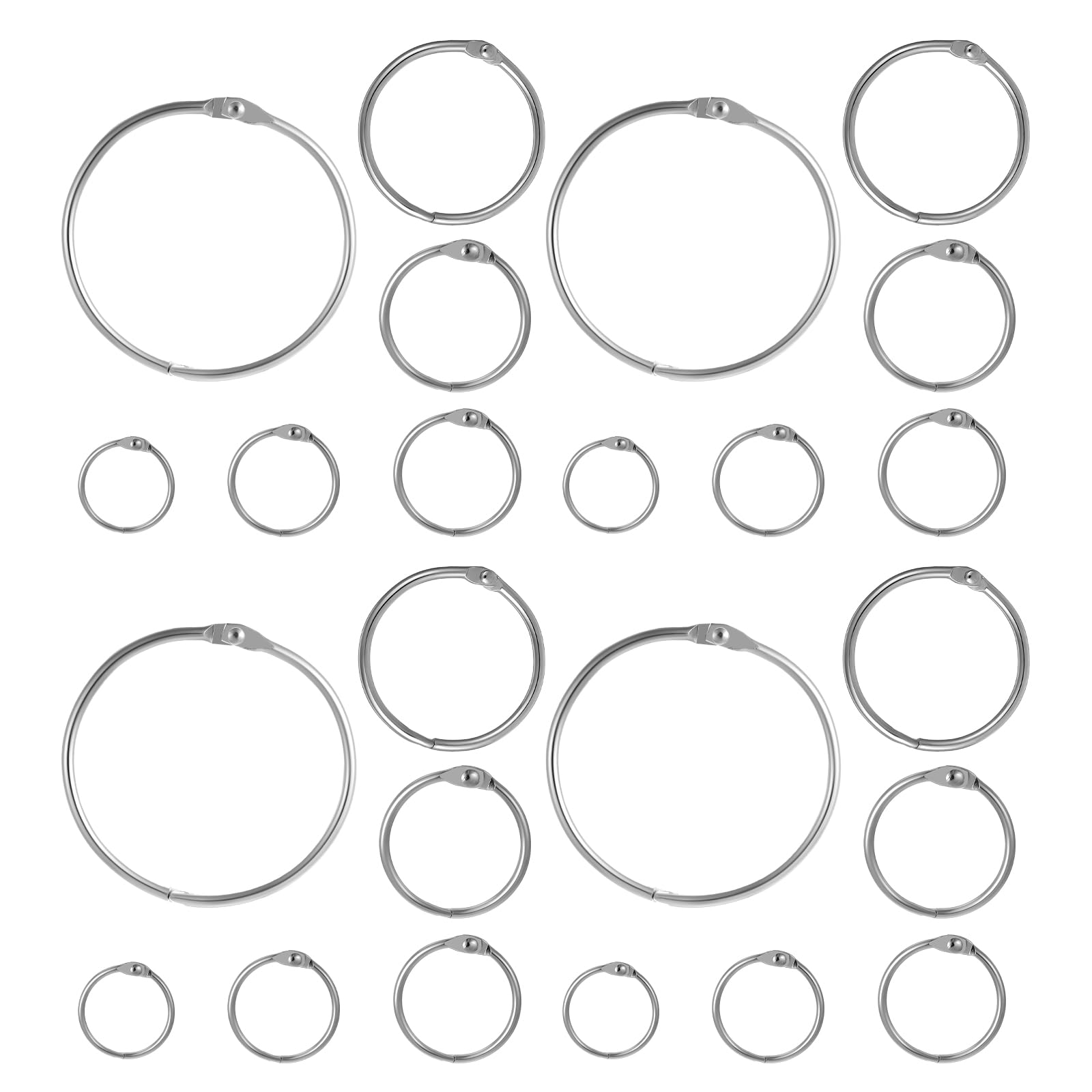 100pcs Metal Binder Ring,Assorted Sizes Book Rings,Index Card Paper Ring, Loose Leaf Binder Rings for Home or Office