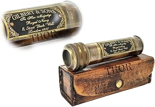 THOR INSTRUMENTS Handmade Antique Brass Working Kaleidoscope with Brown Leather Case Gift for Everyone Rustic Vintage Home Decor Gifts