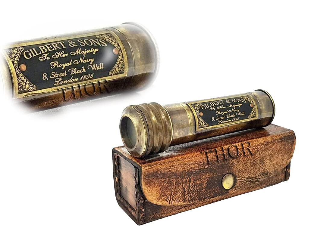 Caleidoscopio de latón antiguo para reducir el estrés visual con estuche de cuero protector 7