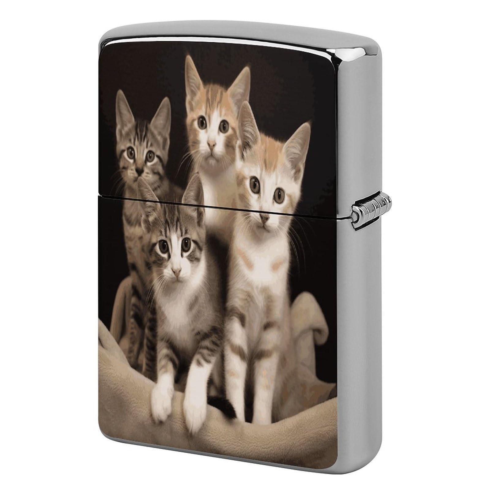 Fekiloot Style Kittens Family Cats Lighter Case Cover Metal Lighter Case