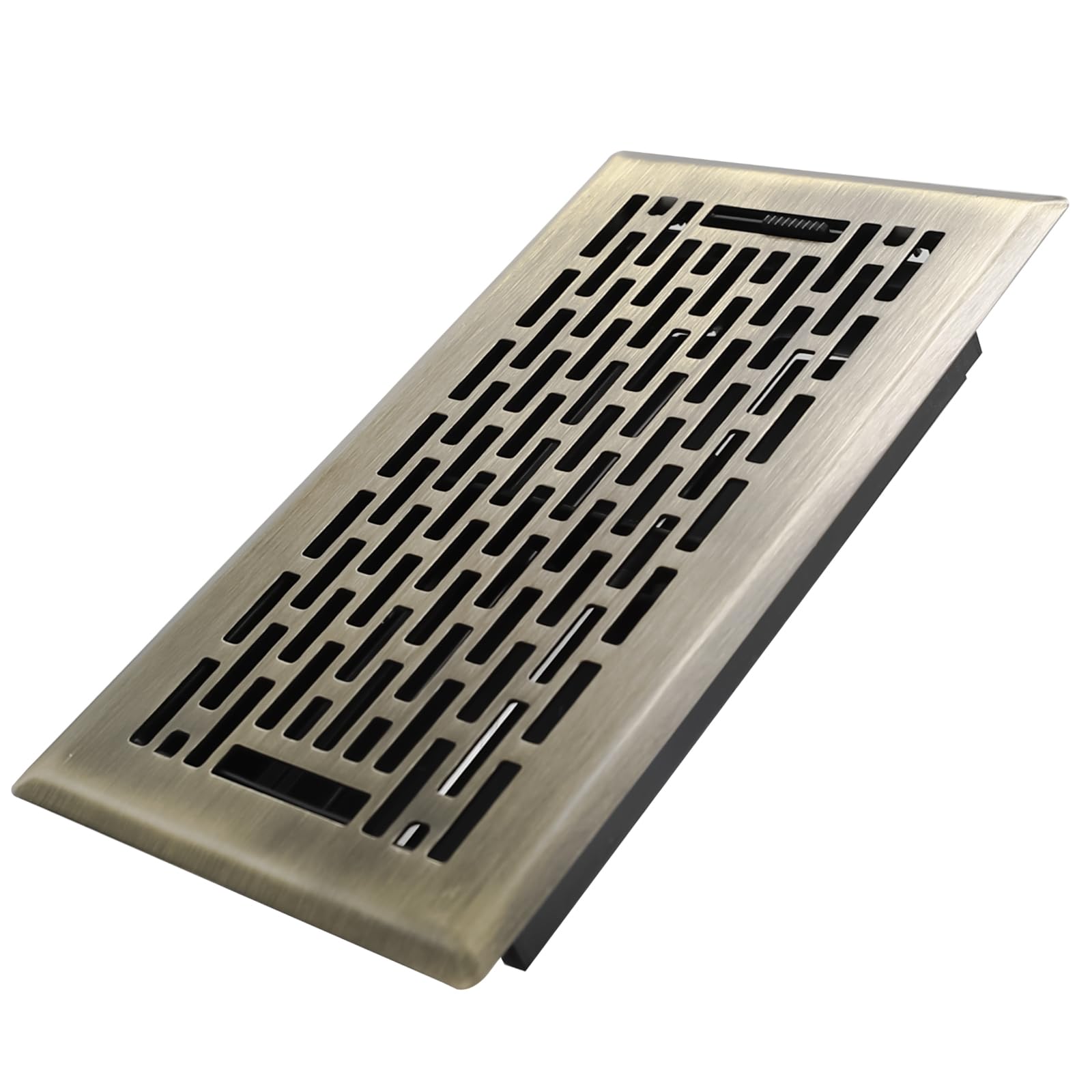 Howeall 4x8 Inches Heavy Duty Walkable Floor Register - Easy Adjust Air Supply Lever Decorative Floor Vent Covers, Boston Design Vent Covers for Home - Antique Brass — image 1