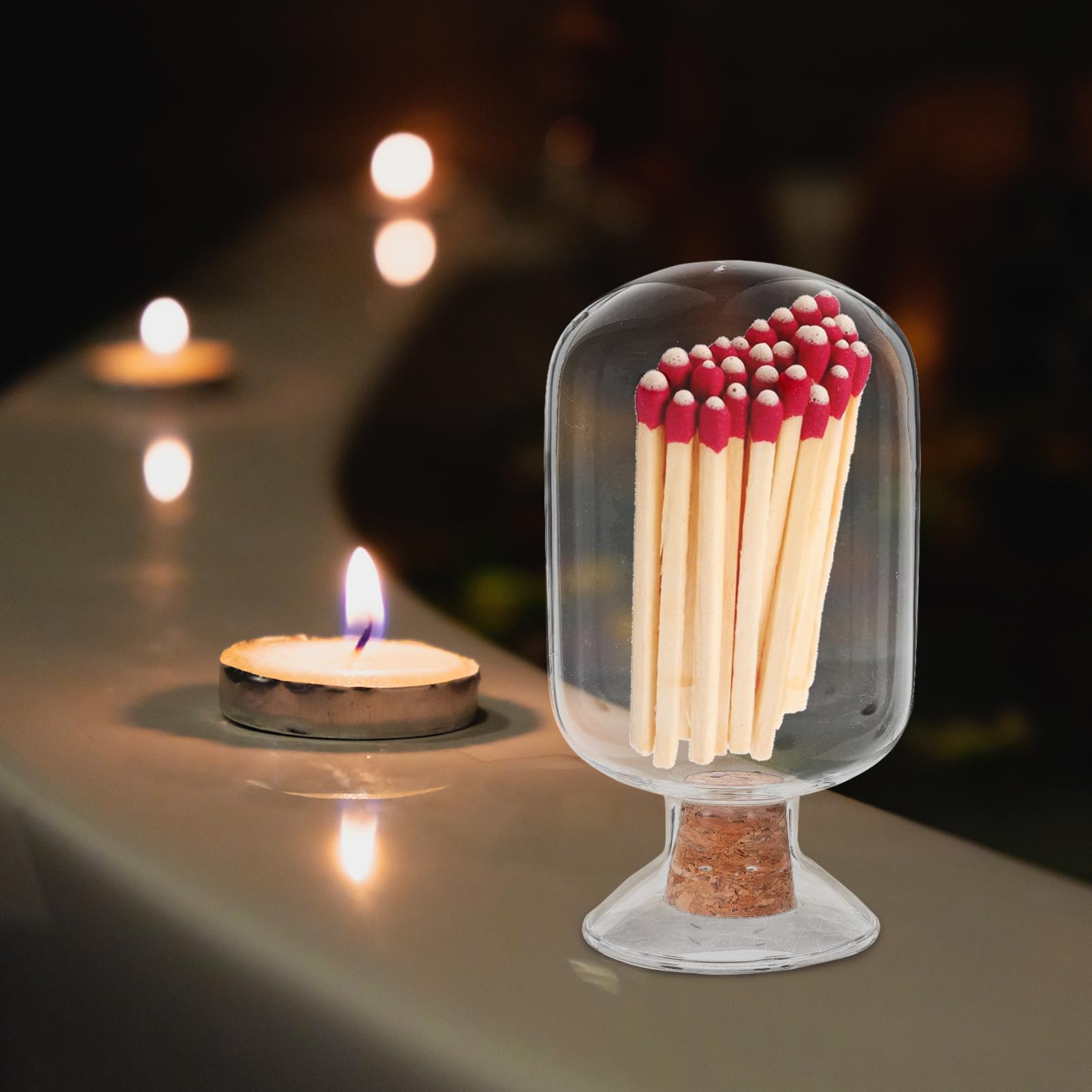 streichholz aufbewahrung AOKWAWALIY Glas-Streichholzhalter Mit Holzstopfen Transparente Glasflasche Für Auch Als Vorratsglas Für Kleine Gegenstände Für Küche Und Wohnkultur Küche, Haushalt & Wohnen
