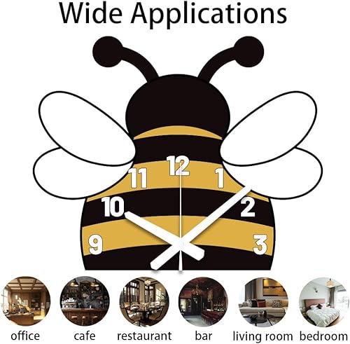 Miniatura 3 de CHGCRAFT Reloj de pared con forma irregular de abeja, reloj de pared impreso para decoración del hogar y oficina, 15 x 13 pulgadas