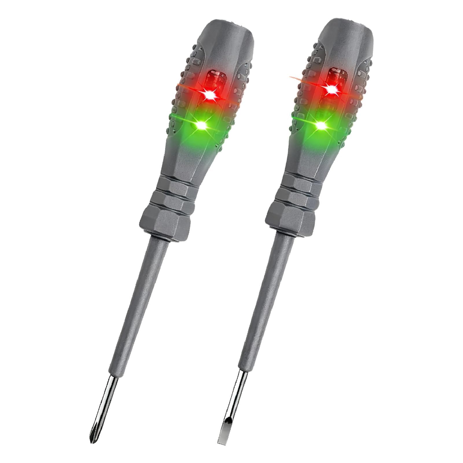 2 PCS 2-in-1 Electrical Screwdriver, Electric Tester Screwdriver High Torque Magnetic Screwdriver & Electricity Detector, Non-Contact Photoelectric Pen 12V-220V with Neon Display, Flathead + Crosshead