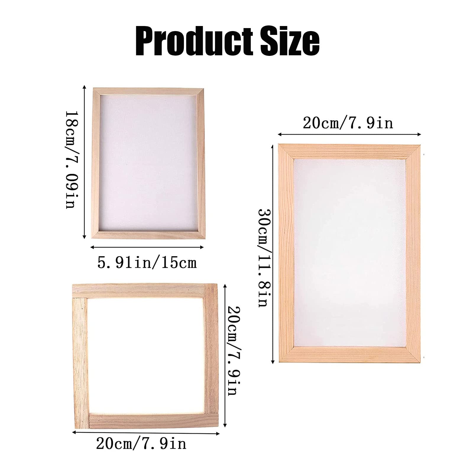 3 Pieza Marco para Fabricación de Papel,Tradicional de Fabricación Papel ,Rectángulo Macizo Papel de Madera Hacer Molde,para hacer papel de bricolaje pintura hecha a mano