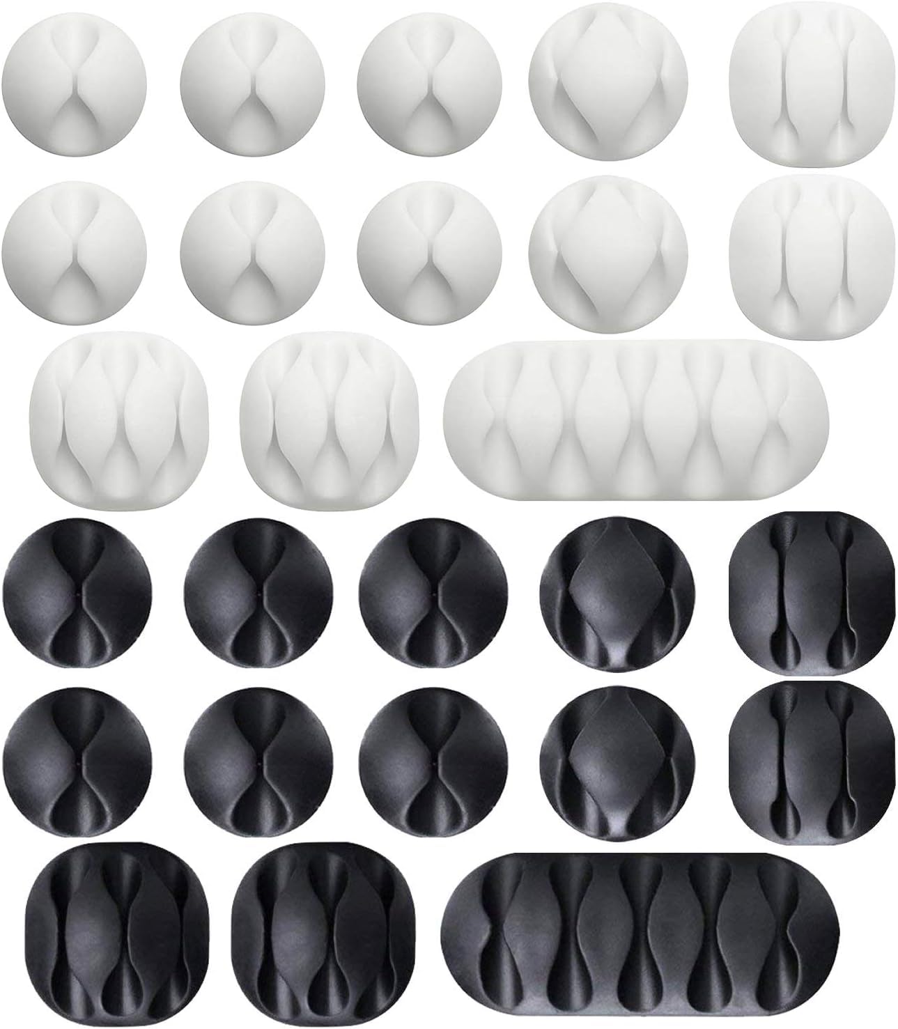 Coralblue - 36 pcs Cable Clips Multipurpose USB Cable organizer Useful for Power Cord, USB Cable, TV Cable, PC, Desktop Cable clips bundle 36 Pcs Cable Management Clips (Black-White-Grey)