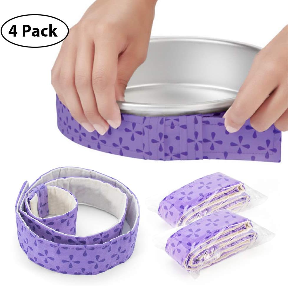 Unilive Bake Even Cake Strip Belt Cake Strips for Baking Cake Pan Strips Tool,Super Absorbent Thick Cotton for Home Kitchen Bar,4-Pack