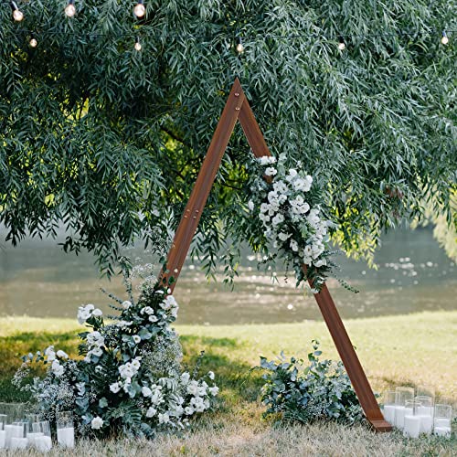 Susire Wooden Wedding Arch Stand: Heavy Duty Wedding Arbor Frame With Sturdy Base - Triangle Rustic Wood Archway Backdrop Balloon Stand For Indoor Outdoor Boho Party Ceremony Photo Booth Decorations #TOP4