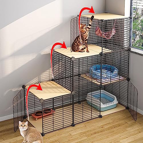 Cage à furet et chat avec étagères de bacs de rangement et bibliothèque modulaire