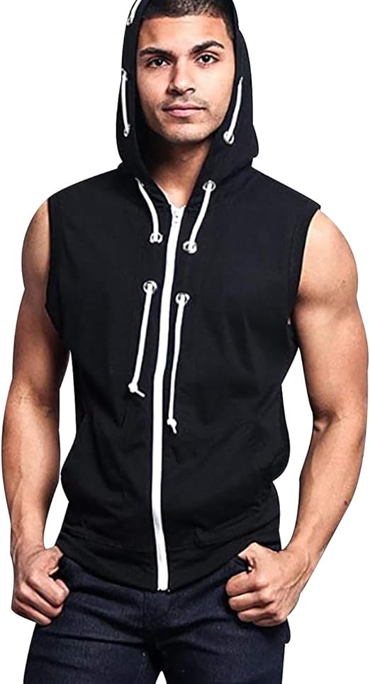 Sleeveless hoodie mens for gym Clearance