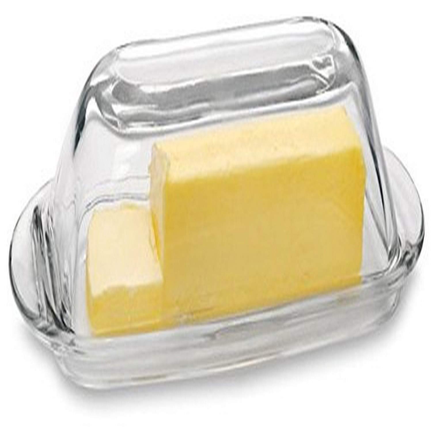 CirclewareGlass Butter Dish with Lid, Multi-Purpose Preserving Serving Dessert Tray Bowl Home & Kitchen Glassware for Cream Cheese Cake, Salad, Candy, Foods, Gift, 7.5" x 3.25", Clear